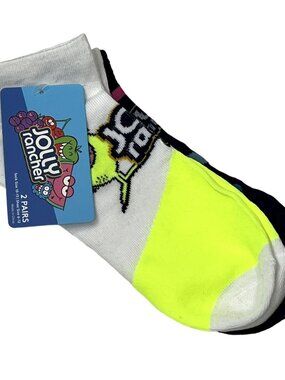 Candy Fruit Print Socks Neon Graphic Ankle 2 Pair Fun Colorful Gift